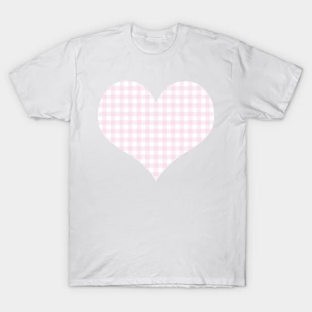 Pale Pink and White Gingham Pattern T-Shirt by CraftyCatz